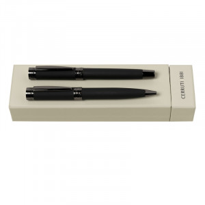 Луксозeн комплект химикалка и ролер Cerruti Zoom Soft Black - Img 1