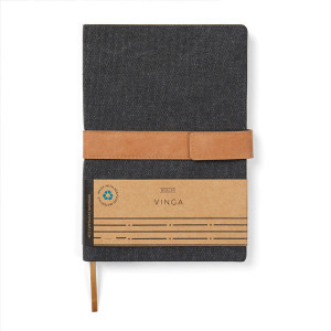 Тефтер VINGA Bosler RCS recycled canvas note book Black - Img 1