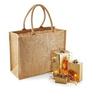 Чанта за пазар Jute Shimmer Gold Big