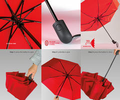 Чадър Автоматичен Сгъваем Red - Img 3