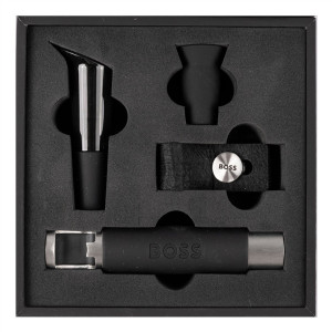 Луксозен подаръчен сет аксесоари за вино Hugo Boss Iconic Black - Img 2