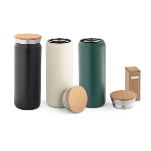 Термо бутилка LAVINE 600 и коркова капачка Beige - Img 8