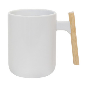 Керамична чаша с бамбукова дръжка SENTO, white - Img 2