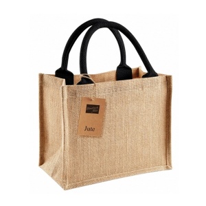 Чанта за плаж от юта Jute Midi Natural Black