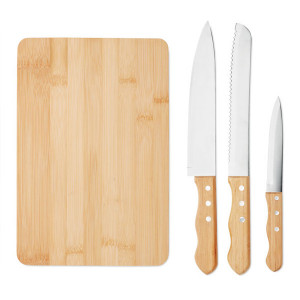 Бамбуков комплект ножове с дъска за рязане SHARP CHEF - Img 2
