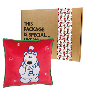 Декоративна Коледна Възглавница Xmas Pillow Bear Червена