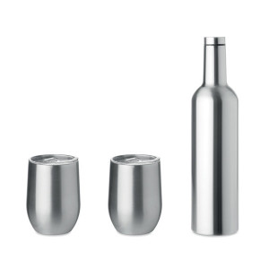 Комплект бутилка и две чаши от неръждаема стомана - Img 1