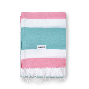 Луксозна плажна кърпа Guy Laroche Green/Pink - Img 1