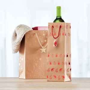 Подаръчна крафт хартиена торбичка за вино - SPARKLE WINE - Img 13