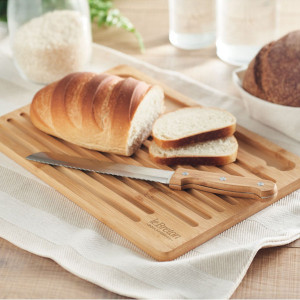Комплект бамбукова дъска с нож за рязане на хляб LEMBAGA - Img 2