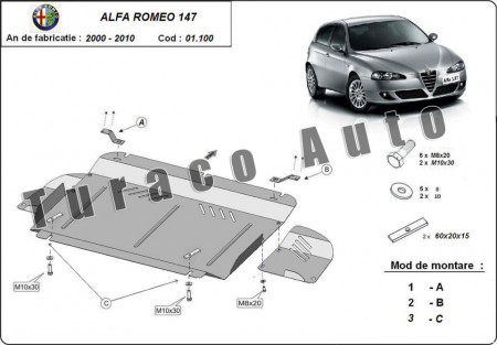 Scut motor metalic Alfa Romeo 147