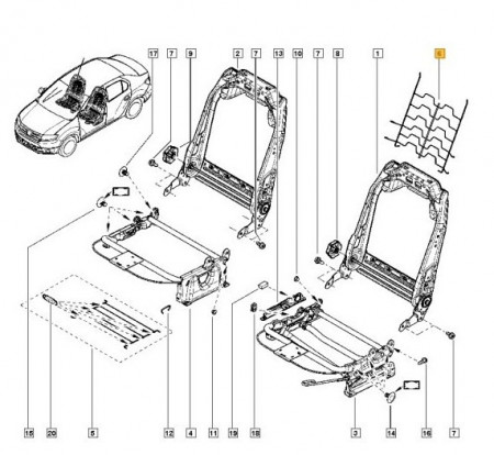 Armatura spatar scaun sofer Dacia Logan II 2012-2021