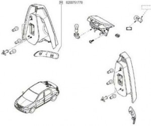 Catadioptru bara spate dreapta Dacia Logan