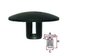 Set 10 Bucati CLIPSURI FIXARE CITROEN / PEUGEOT / RENAULT A = 29,8mm - B = 8,9mm - C = 8,9mm - H = 16,8mm