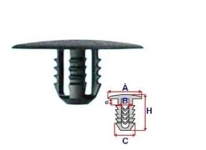 Set 10 Bucati CLIPSURI FIXARE FORD a 25.1 b 8.3 c 8.9 d 3.1 h 14.3