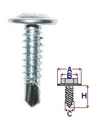 Set 100 Bucati Surub autofiletant Diametru gaura/surub 4 mm Diametru / Latime 10 mm Inaltime / Lungime 19 mm