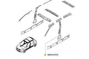 Element inferior dublura stalp mijloc stanga Dacia Logan/ Dacia Sandero