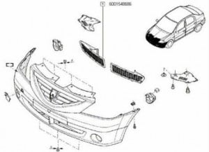 Grila inferioara bara dreapta Dacia Logan - Img 1