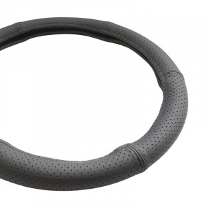 Husa Volan Piele Naturala Perforata Negru 35-37 Cm - Img 2