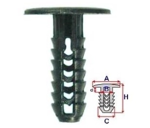 Set 10 Bucati CLIPSURI FIXARE FIAT / ALFA ROMEO / LANCIA A = 19,9mm - B = 6,1mm - C = 7,8mm - d = 5,8mm - H = 31,2mm