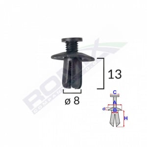 Set 10 Bucati CLIPSURI FIXARE TOYOTA / MAZDA / HYUNDAI a - 18.1 b - 8.2 c - 9 d - 2.7 h - 12.4