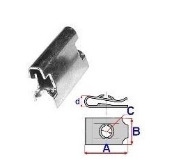 Set 25 Bucati Clema fixare sigla 3,4 mm Diametru gaura/surub Latime 9.5 mm Lungime mm 13 mm