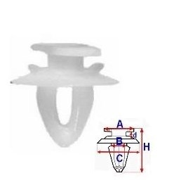 Set 25 Bucati CLIPSURI FIXARE FIAT / ALFA ROMEO / LANCIA A = 15,5mm - B = 8,2mm - C = 16,8mm - d = 2,7mm - H = 17,9mm