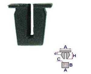 Set 10 Bucati CLIPSURI FIXARE FORD A= 15,6mm - B= 14mm - C= 6mm - d= 2,4mm - H= 14,2mm