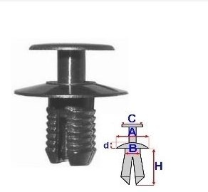 Set 10 Bucati CLIPSURI FIXARE MERCEDES A 20,3 B 8 C 15,3 d 2,4 H 14,1