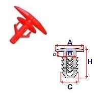 Set 10 Bucati CLIPSURI FIXARE TOYOTA / MAZDA / HYUNDAI a - 14.7 b - 3.6 c - 6.3 d - 1.5 h - 11.2