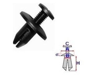 Set 10 Bucati CLIPSURI FIXARE TOYOTA / MAZDA / HYUNDAI a - 15 b - 6 c - 8.5 d - 2.6 h - 10.8