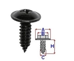 Set 10 Bucati Surub montare cu cap in Cruce Diametru gaura/surub 6.2 mm Diametru / Latime 15.5 mm Inaltime / Lungime 19 mm