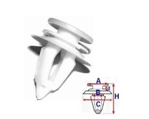 Set 10 Bucati CLIPSURI FIXARE FORD A 13,6 B 8,2 C 18 d 1,9 H 20,2