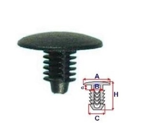 Set 10 Bucati CLIPSURI FIXARE FIAT / ALFA ROMEO / LANCIA A= 19mm - B= 4,3mm - C= 6,5mm - d= 2,1mm - H= 13,9mm