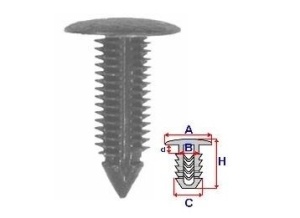 Set 10 Bucati CLIPSURI FIXARE MERCEDES A = 17,8mm - B = 6,1mm - C = 9,3mm - H = 27,9mm