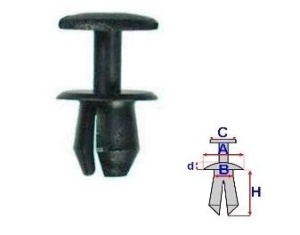 Set 10 Bucati CLIPSURI FIXARE VW / AUDI / SKODA / SEAT A = 14mm - B = 8mm - C = 14,2mm - d = 1,7mm - H = 23,8mm