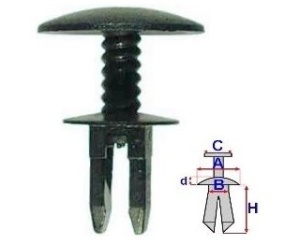 Set 10 Bucati CLIPSURI FIXARE VW / AUDI / SKODA / SEAT A= 16mm - B= 8,1mm - C= 23,3d= 1,5mm - H= 30,2mm