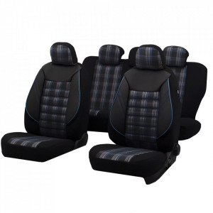 Set huse scaun Sport negru-albastru