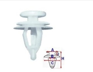 Set 10 Bucati CLIPSURI FIXARE CITROEN / PEUGEOT / RENAULT A = 11,9mm - B = 9,3mm - C = 18mm - d = 2,8mm - H = 21,2mm