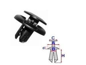 Set 10 Bucati CLIPSURI FIXARE TOYOTA / MAZDA / HYUNDAI a - 19.8 b - 7.8 c - 14.7 d - 3 h - 12