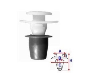 Set 10 Bucati CLIPSURI FIXARE VW / AUDI / SKODA / SEAT a - 12 b - 9 c - 18 d - 2.7 h - 21.8