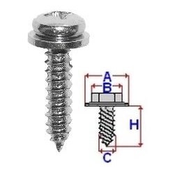 Set 10 Bucati Surub montare cu saiba Diametru gaura/surub 5.2 mm Diametru / Latime 12 mm Inaltime / Lungime 22 mm