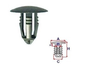 Set 25 Bucati CLIPSURI FIXARE FORD a - 18.2 b - 7.3 c - 9.4 d - 3.4 h - 18.5