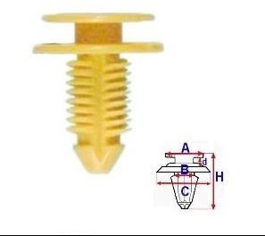Set 10 Bucati CLIPSURI FIXARE FIAT / ALFA ROMEO / LANCIA A = 13,8mm - B = 5,1mm - C = 15,9mm - d = 3mm - H = 22mm