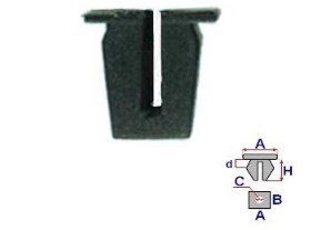 Set 10 Bucati CLIPSURI FIXARE OPEL / CHEVROLET / DAEWOO A= 15,6mm - B= 14mm - C= 6mm - d= 2,4mm - H= 14,2mm