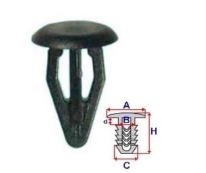 Set 10 Bucati CLIPSURI FIXARE VW / AUDI / SKODA / SEAT A = 13,6mm - B = 8,7mm - C = 9,9mm - H = 19,9mm