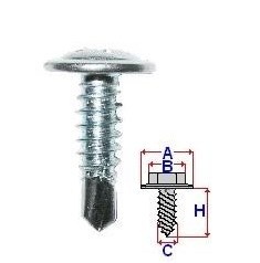 Set 100 Bucati Surub autofiletant Diametru gaura/surub 4 mm Diametru / Latime 10 mm Inaltime / Lungime 16 mm