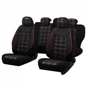 Set huse scaun Sport negru-rosu