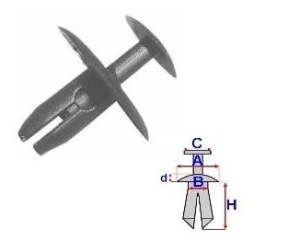 Set 10 Bucati CLIPSURI FIXARE CITROEN / PEUGEOT / RENAULT a - 21.8 b - 6.5 c - 11.9 d - 1.8 h - 13.9