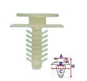 Set 10 Bucati CLIPSURI FIXARE FIAT / ALFA ROMEO / LANCIA A = 13,7mm - B = 5,4mm - C = 17,7mm - d = 3mm - H = 20,3mm